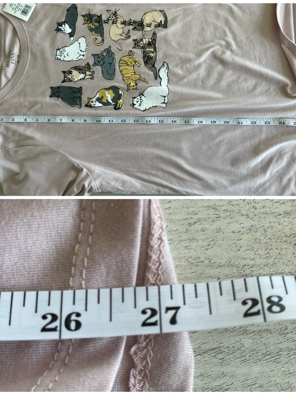 Mighty Fine size extra large cat kitty T shirt mauve pink new with tags NWT new